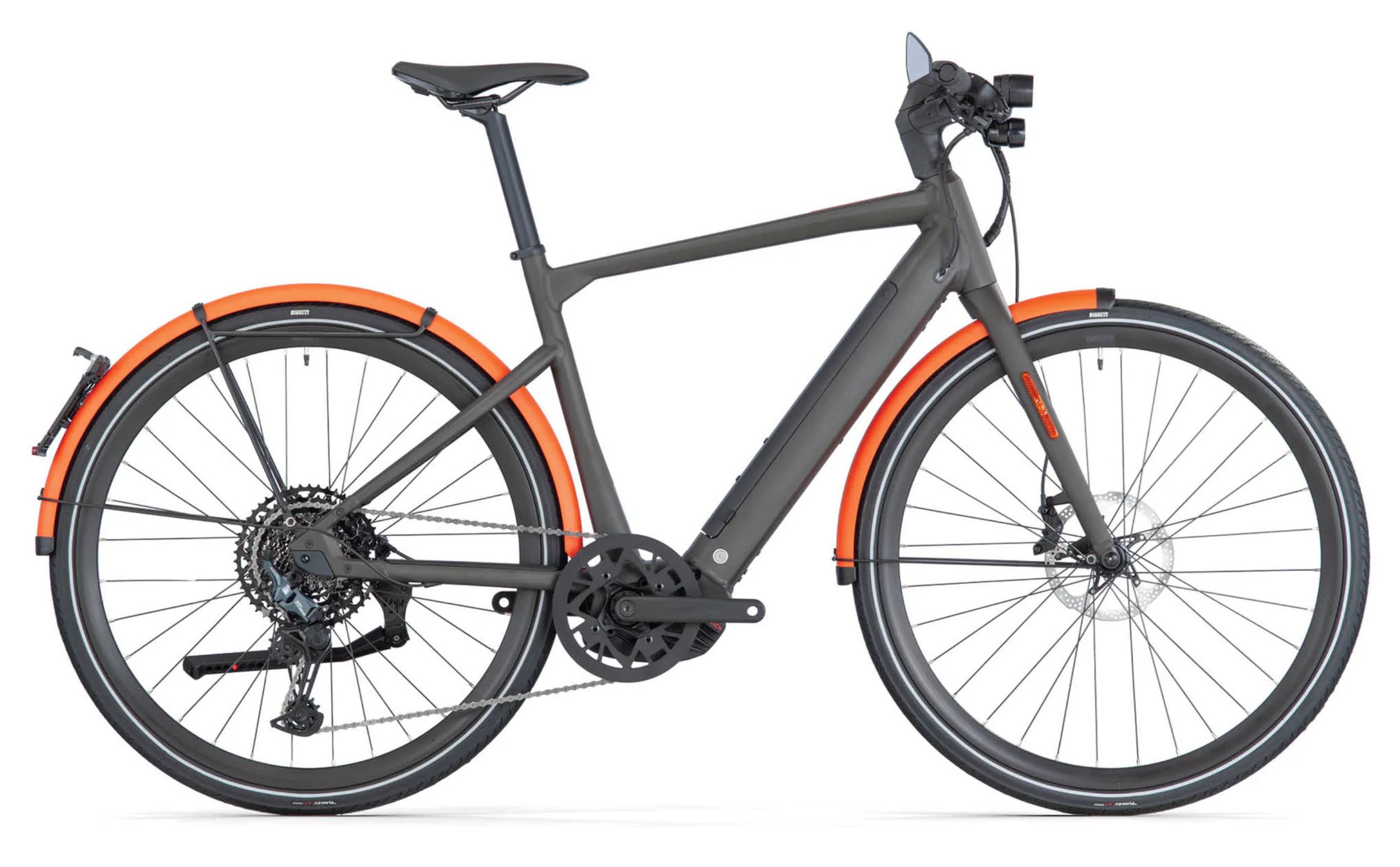BMC 257 AMP AL Speed One Diamant anthrazit mit orangenen Schutzblechen Seitenansicht rechts