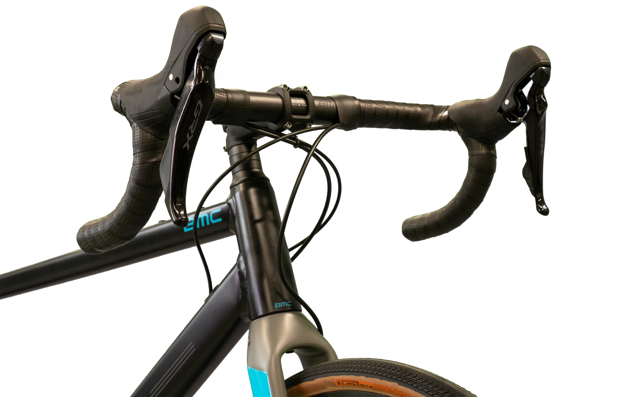 BMC Roadmachine AL X TWO schwarz mit türkisenen Highlights Detail2